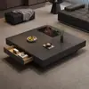 Mesa de Centro de Ardósia para Sala de Estar, Combinação Minimalista Moderna de Luxo Leve Estilo Italiano, Mesa Quadrada Doméstica de Modelo Novo para Apartamento Pequeno de Alto Padrão, Popular Online