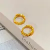 Ouro Real 24K Galvanoplastia a Vácuo Retenção Forte de Cor Brilhantes Brincos Design de Nicho para Casal Brincos de Luxo Acessível High-End
