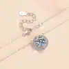Collar Transfronterizo Modelo Nuevo de Plata S925 con Colgante Redondo Geométrico de Diamante Sintético, Cadena de Moissanita de Moda de Lujo de Alta Gama