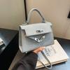 2024 invierno nueva moda bolso Kelly para mujer textura color sólido bolso cuadrado pequeño casual estilo occidental bolso de hombro