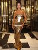 Ropa de Mujer Transfronteriza Verano 2025 Nueva Moda Vestido Sexy de Espalda Descubierta Ajustado con Tirantes al Cuello Vestido de Mujer