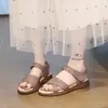 Nuevas sandalias casuales versátiles de talla grande para mujer con correas de velcro, zapatos planos cómodos tipo mamá, zapatos de moda trendy para mujer
