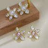 Aretes de Aguja de Plata S925 Vintage Artesanía de Goteo de Aceite Aretes de Perlas Joyería de Perlas Aretes de Perlas de Agua Dulce Dulce Coreano