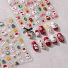 Lindas Pegatinas para Uñas de Santa Claus Copo de Nieve Blanco Árbol de Navidad Tridimensional Reno Muñeco de Nieve Dibujos Animados Pegatinas para Uñas Portátiles