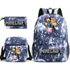 Mi mochila escolar mundial de tres piezas con estampado, gran capacidad, bolsa de lona para computadora para exteriores para estudiantes de secundaria