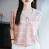 Cárdigan de Lyocell Tencel a Rayas con Solapas para Mujer, Chaqueta Fina Versátil y Elegante para Primavera y Verano, Camisa a Rayas Sencilla y Fresca