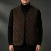 Chaleco de pana para hombre, forro interior de lana de cordero grueso y afelpado para invierno, chaleco de algodón con cuello en V para hombres de mediana edad y mayores