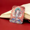Núcleo de Pintura Thangka Pintado à Mão com Estátua de Buda em Cinábrio, Pingente da Montanha Wutai, Signo do Zodíaco Serpente, Colar Pingente Tridimensional de Manjushri e Samantabhadra