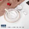 Suministros de hotel mesa vajilla de cerámica club de hotel chino Phnom Penh plato de hueso Tazón Cuchara Taza juego de cuatro piezas