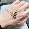Vanjia Banhado a Ouro 18K Trevo da Sorte Pétala Trevo Completo com Diamante Corrente para Clavícula Pingente de Flor Única Anel de Flor Estilo Ins