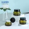 Frasco de Vidro Personalizado 15ml Ombro Inclinado Verde para Creme para Olhos 50g Frasco Refil Cosmético 30g Frasco de Creme Pote de Boca Larga para Creme Facial