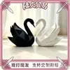 Enfeites de cisne geométricos em preto e branco para decoração de mesa de casais, artesanato de decoração para casa em cisne poligonal atacado