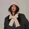 Exportado a Corea del Sur Pasamontañas Integrado de Gorro y Bufanda Nuevo de Invierno para Mujer Cálido y a Prueba de Frío Gorro y Bufanda de Punto