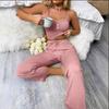 Cross-border Pijamas Casuais Verão Feminino Renda Renda Sling Calças Sexy Hot Girls Roupas Domésticas Femininas Europeias e Americanas Conjunto de Duas Peças