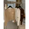 Cardigan de Otoño para Mujer Estilo Coreano Texturizado Simple Casual Versátil Adelgazante Cuello en V Manga Larga Té Verde Limón 11266