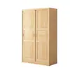 Guarda-roupa de pinus modelo novo, todo em madeira maciça, armário de armazenamento de quarto minimalista moderno com portas de correr, guarda-roupa infantil de madeira natural de duas portas montado