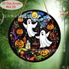 Pendente acrílico de bruxa, item mais vendido para o Halloween, decoração de parede em disco colorido, decoração de feriado de gato preto