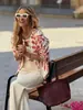 Chaqueta Casual Corta para Mujer con Estampados Vintage, Adecuada para Salidas Diarias, Estilo Maduro, Estampado de Monogramas, Chaqueta de Primavera