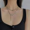 Colar de nariz de porco empilhado de camada dupla feminino hip-hop estilo frio simples elegante clavícula corrente colar distinto da moda