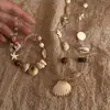 Collar hecho a mano~Imitación de Piedra Natural y Concha para Mujer, Cadena para Clavícula Estilo Vacaciones en la Costa Primavera y Verano, Accesorios Estilo Bohemio