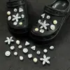 Zapatos Vintage Perforados con Abalorios de Alta Resistencia, Decoraciones de Flores Plateadas Perla, Hebillas de Zapato de Lujo y Accesorios para Zapatos de Ballet