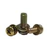 Cabeça de disco pequeno embutida em cruz PM com almofada de mola plana três parafusos combinados aço carbono galvanizado cabeça redonda m3 / m4 / m5 / m6