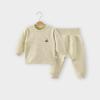 Traje de Veludo para Bebê Roupa Térmica Outono e Inverno para Recém-Nascido Pijama Dividido com Pelúcia Interna Body Fit Roupas e Calças de Outono