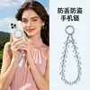 Cadena de Teléfono de Muñeca Corta en Stock, Pulsera Colgante de Cubo de Azúcar de Cristal de Moda y Sencilla, Hecha a Mano de Alta Calidad con Abalorios para Mujer