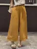Pantalones Casuales Finos de Color Sólido de Pierna Recta Nuevos de Verano 2026, Elegantes y Adelgazantes, Pantalones de Pierna Ancha Acortados de Cintura Alta