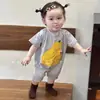 Macacão de bebê de algodão puro verão manga curta fino roupas de bebê engatinhar pijamas roupa infantil para sair