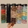 Elásticos de Cabelo Rosqueados e Cordas de Cabelo Enlatados para Mulheres, Acessórios de Cabelo Elásticos Simples e Duráveis, Prendedores de Rabo de Cavalo de Alta Elasticidade, Frete Grátis de Verão