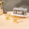 Copo de Vidro Embossado Estilo Coreano Borboleta Luxo Leve, Lembrança de Alto Valor Estético, Xícara de Café, Copo de Água, Brinde Promocional para Clientes