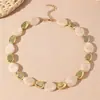 Sz1028 Collar de Acrílico Irregular con Degradado Transfronterizo Europeo y Americano, Moderno y Versátil, Gargantilla Elegante de Perlas