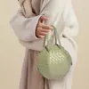 Nova Bolsa Criativa Tecida à Mão Portátil Cor Sólida Hortênsia Texturizada Simples Feminina de Mão Ombro Transversal