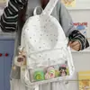 Mochila transparente tipo ita de estilo japonés de alta apariencia con ribete de encaje y estampado de estrellas de moda, gran capacidad para estudiantes