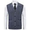 Suéter colete de malha para comércio exterior transfronteiriço, peça íntima masculina para outono e inverno, quente, justo, colete de malha jaqueta estilo masculino