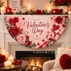 Bandera de Abanico de Medio Círculo Popular Transfronteriza para el Día de San Valentín, Tela Romántica de Corazón de Amor para Colgar en la Pared, Decoración para Fiestas Festivas, Fondo para Fotos