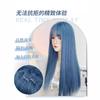 Peluca Kony para Mujer, Cabello Largo, Estilo de Cabeza Completa, Cosplay Universal de Anime, Cabello Largo Recto Azul Grisáceo, Mechones de Cabello Natural Realista