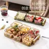 Prato de Frutas Levemente Luxuoso, Sala de Estar, Mesa de Centro Doméstica, Prato de Exibição para Lanches, Caixa de Armazenamento de Doces, Prato para Nozes e Frutas Secas com Compartimentos
