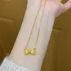 Colar Vintage com Laço para Mulheres com Pingente de Coração, Design de Nicho de Luxo Leve, Corrente de Clavícula Versátil, Presente para Namorada