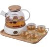 Té de la Tarde de Lujo Ligero Tetera de Flores Vela Hirviendo Té Resistente a Altas Temperaturas Salón de Belleza Juego de Té de Flores y Plantas Té de Frutas de Vidrio Vela de Ciruela Excelente