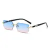 Nuevas Gafas de Sol de Moda Sin Montura Gafas de Sol Europeas y Americanas de Borde Cortado a la Moda Gafas de Sol Personalizadas de Color Gelatina Gafas de Sol Sin Montura