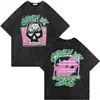[Lavado Transfronteiriço] Camiseta de Merchandise da Banda de Rock Green Day Tour 2025 Moda Rock Retro Camiseta Lavada