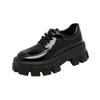 Zapatos de Cuero Pequeños con Suela Gruesa para Mujer, Estilo Pino de Hong Kong, para Aumentar Altura, Novedad Primavera/Otoño 2026, Elegantes, Versátiles, Estilo Británico, Mocasines de Charol
