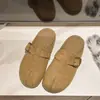 Pantuflas retro estilo Birkenstock con dedos divididos y forro de felpa, diseño de media pantufla de punta cerrada, calzado de exterior para mujer, nueva colección otoño 2026, zapatillas tipo mula sin talón