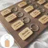 Llavero de Madera de Haya Colgante Creativo Grabado Láser Personalizado Impresión Tallado Venta al por Mayor en Stock Anillo para Llaves de Madera Maciza