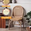 Silla de Comedor de Ratán Vintage Silla de Escritorio con Respaldo Tejido en Casa Silla de Ratán Silla de Ocio para Balcón en Casa
