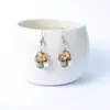 Set de Pendientes de Colgante de Vidrio Ovalados Hechos a Mano DIY Flor de Cerezo Narciso Pendientes de Moda Pendientes Árbol de la Vida