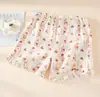 Pantalones de Dormir de Algodón Puro para Maternidad, Estilo Veraniego Delgado, de Cintura Alta, Pantalones con Soporte Ajustable para el Vientre, Shorts de Gasa de Doble Capa, No Aprietan el Vientre, Se Pueden Usar Afuera