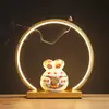 Novo Porta-Chá Coelho da Sorte Estilo Chinês Caixa de Dinheiro com Anel de Luz LED para Decoração de Casa, Sala de Chá e Pousada, Armazenamento Criativo